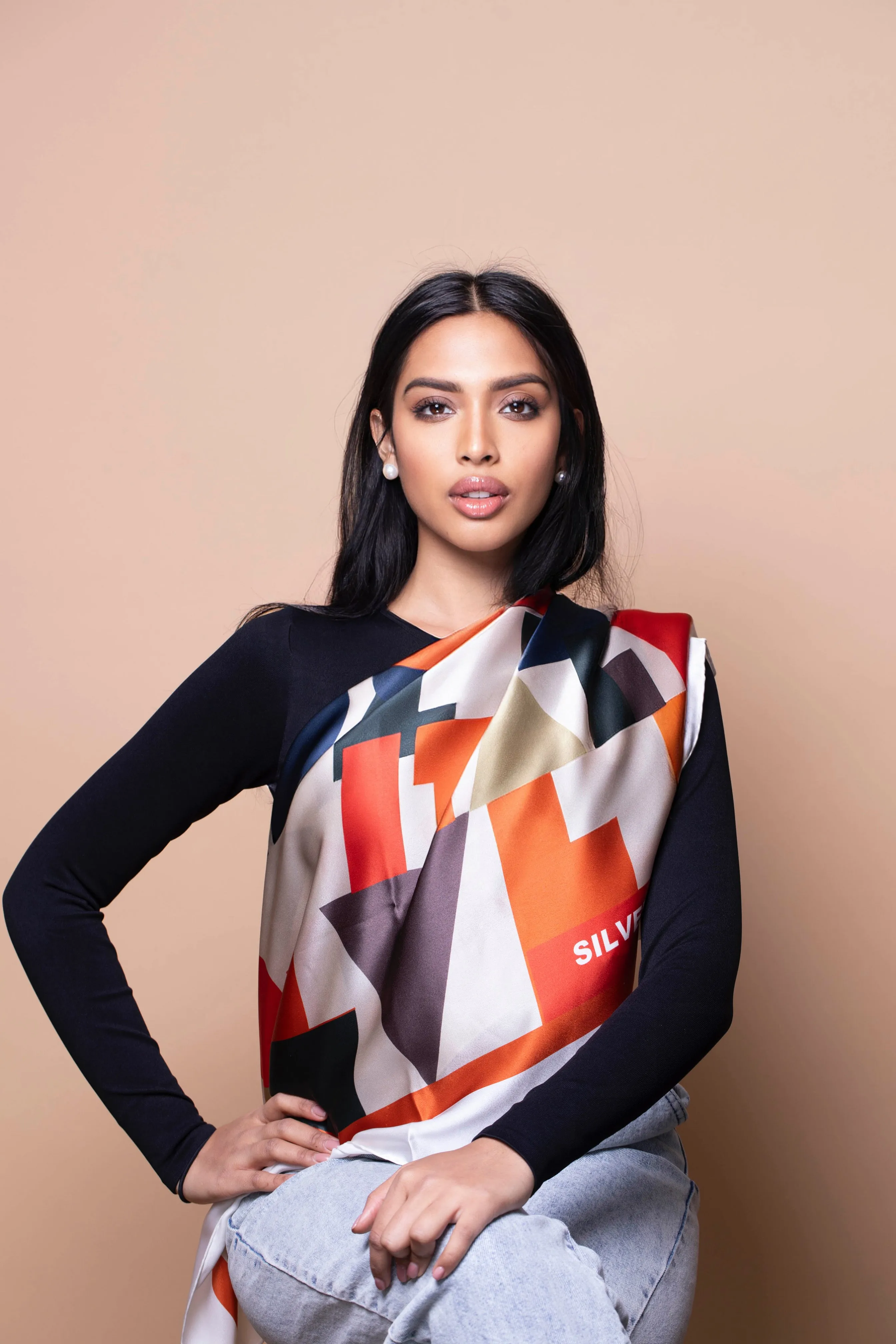 Silks - Champagne in the Riviera Scarf - 90 sold by Silver & Riley product image thumbnail 5