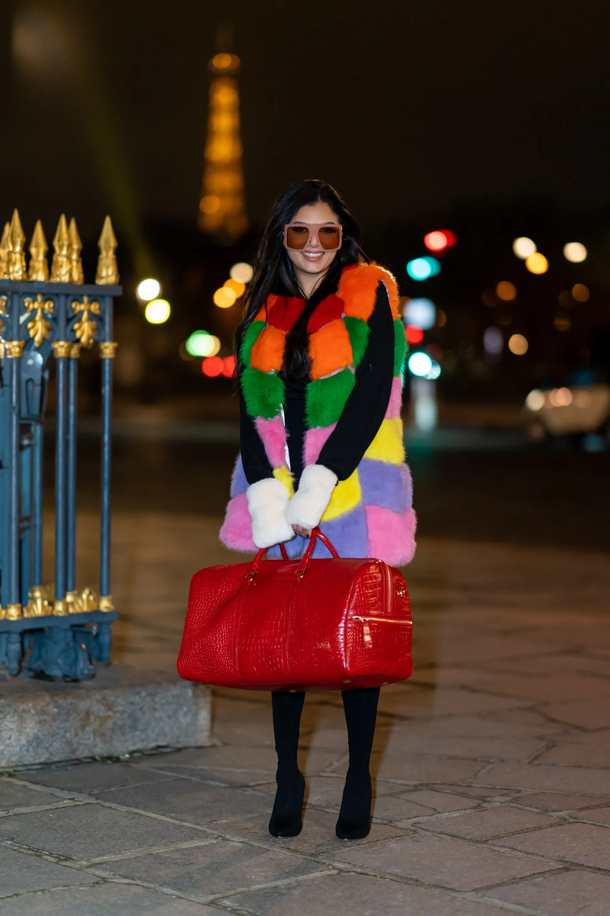 Beverly Hills Carryall Duffle Leather Bag in Crocodile Print Fiery Red - WAITLIST sold by Silver & Riley product image thumbnail 5