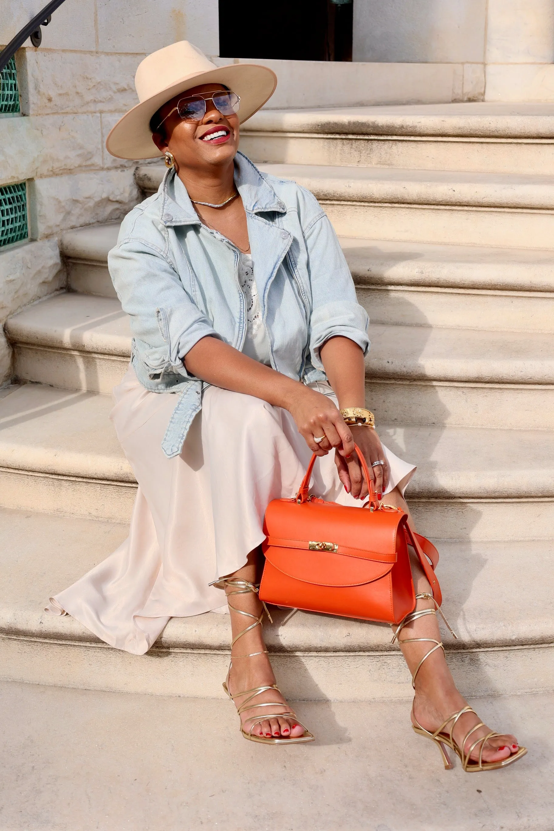 Classic New Yorker Bag in Greenwich Mandarin Orange - Gold Hardware - WAITLIST sold by Silver & Riley product image thumbnail 3