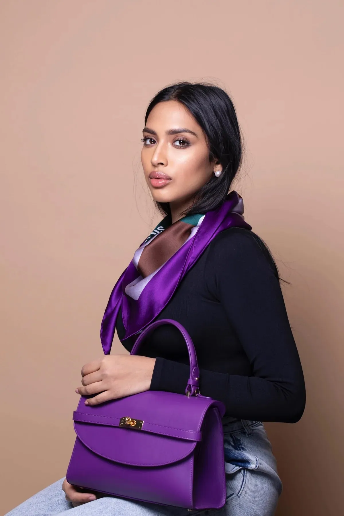 Classic New Yorker Bag in Midtown in Purple - Gold Hardware sold by Silver & Riley product image thumbnail 3