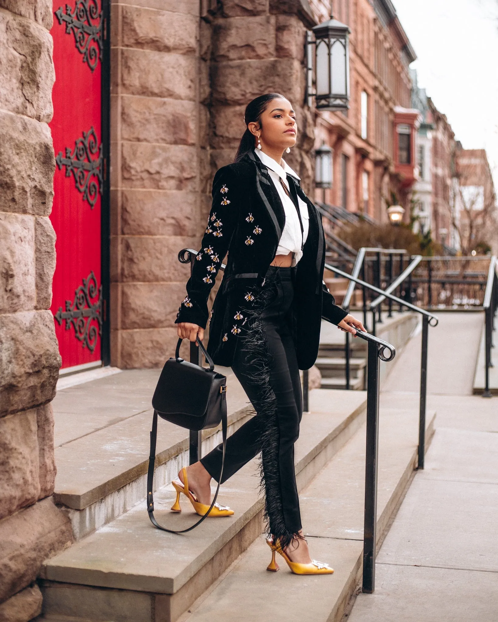 Milan Crossbody Leather Bag in Noir sold by Silver & Riley product image thumbnail 3