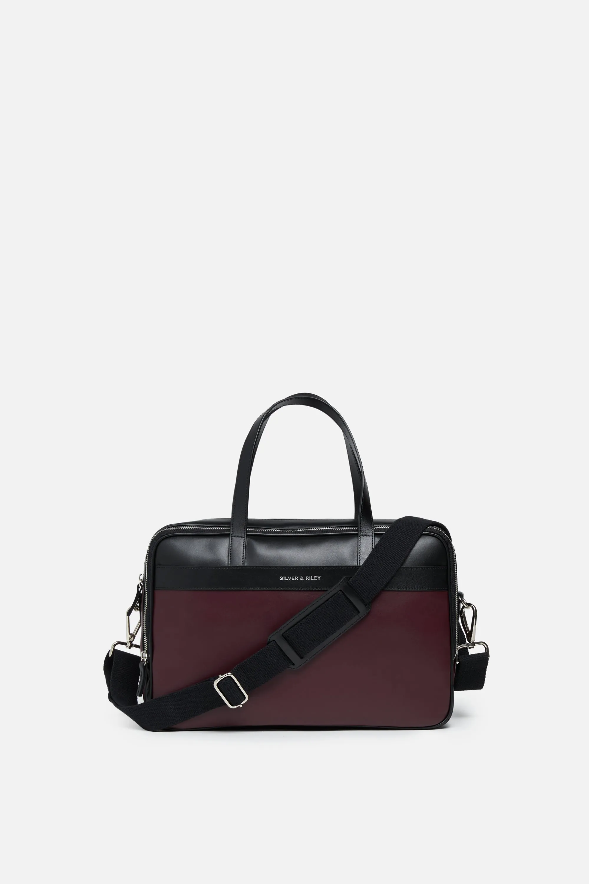 Geneva Leather Messenger Bag with handle in Wine Purple sold by Silver & Riley