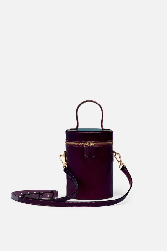 NOLA Bucket Leather Bag in Eggplant Purple sold by Silver & Riley