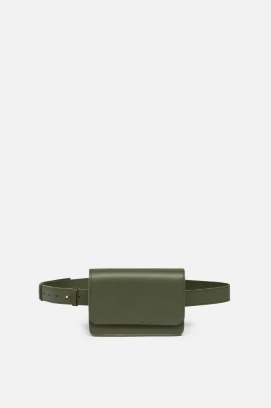 Parisian Leather Belt Bag in Olive Green sold by Silver & Riley