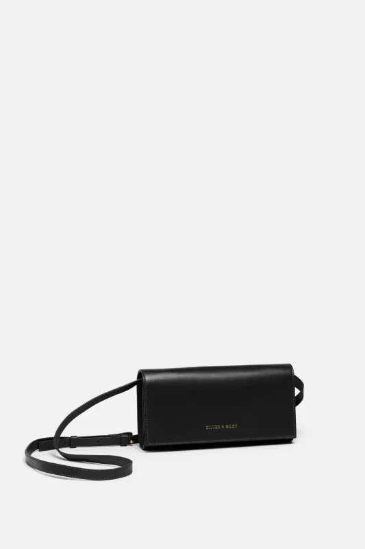 Durban Convertible Crossbody and Clutch Saffiano Leather Bag in Black sold by Silver & Riley