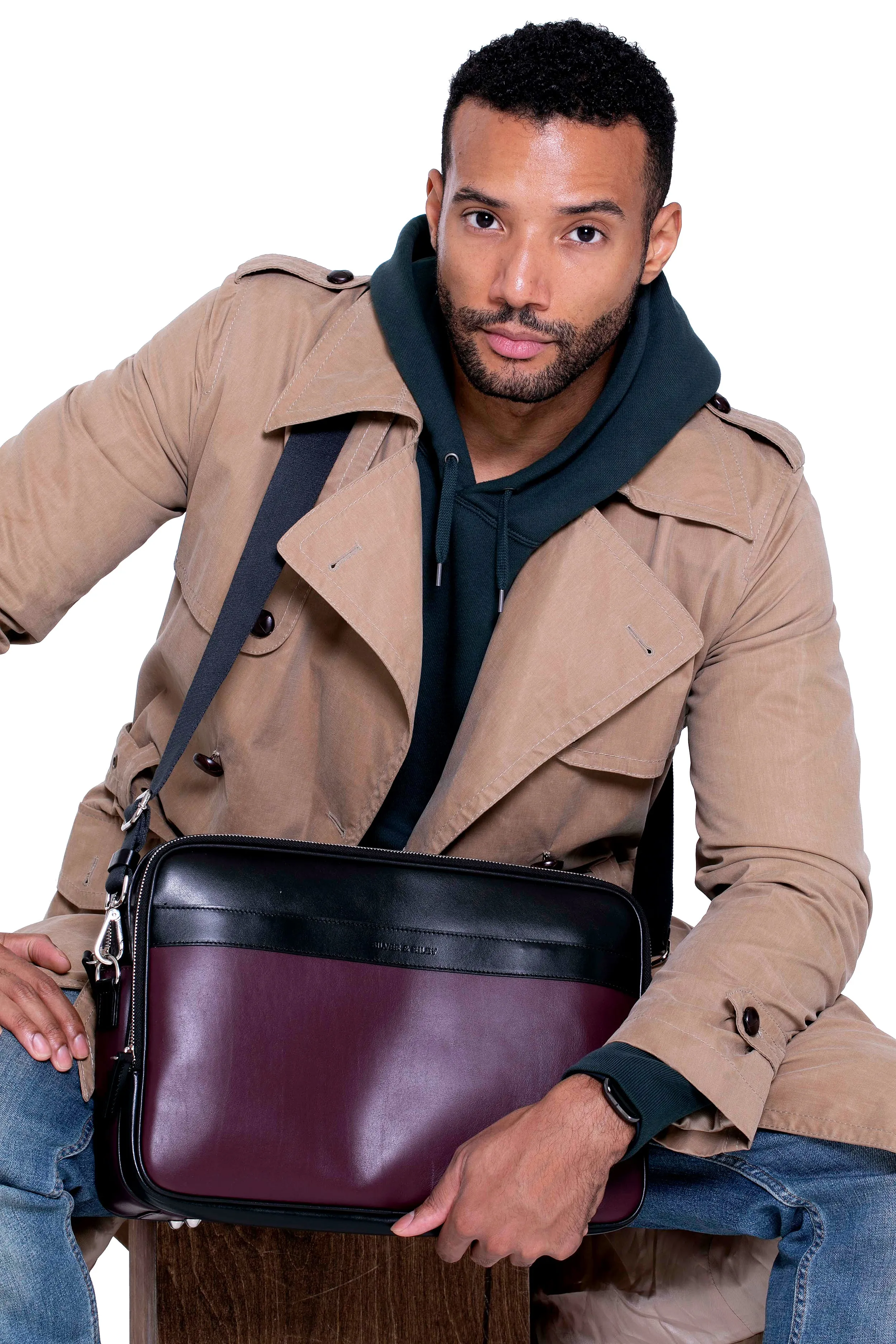 Geneva Leather Messenger Bag in Wine Purple sold by Silver & Riley product image thumbnail 3