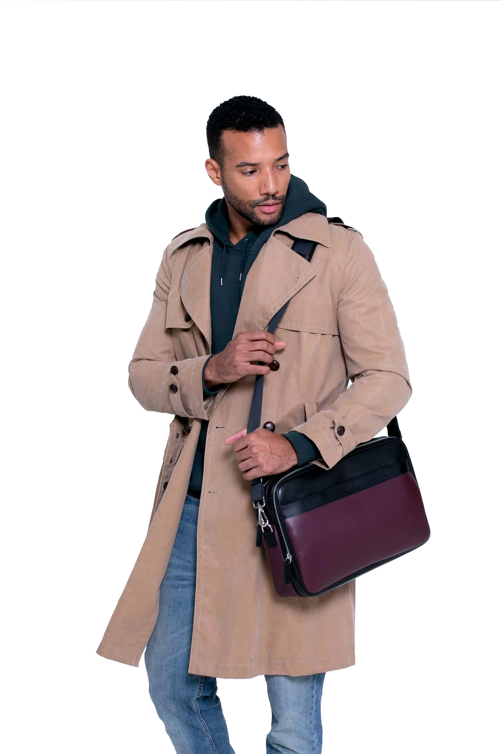 Geneva Leather Messenger Bag in Wine Purple sold by Silver & Riley product image thumbnail 2