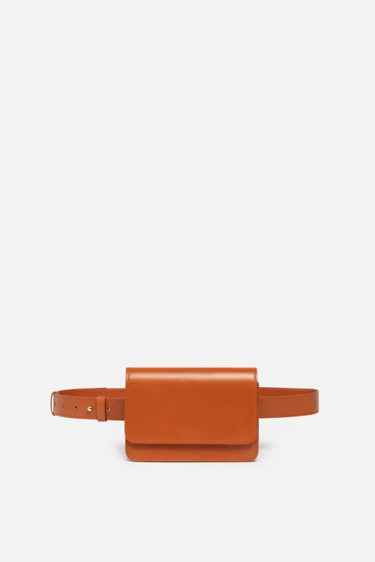 Parisian Leather Belt Bag in Rich Camel Brown sold by Silver & Riley