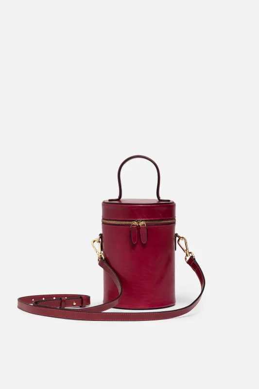 NOLA Bucket Leather Bag in Sangria Red sold by Silver & Riley