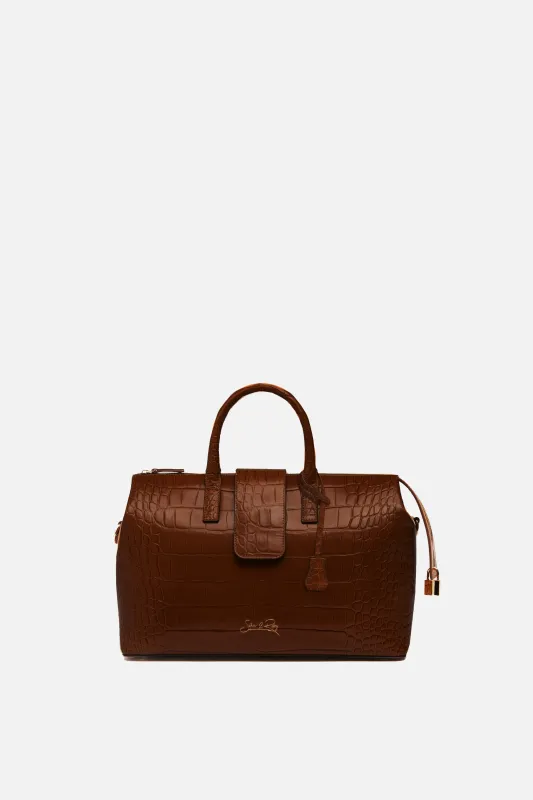 SSW - Convertible Executive Leather Bag in Crocodile Print Brown (1 of 1) sold by Silver & Riley