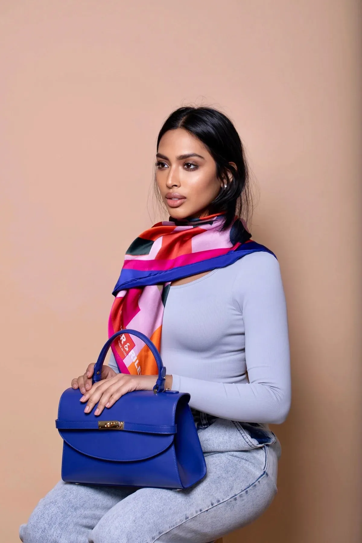 SSW - Classic New Yorker Bag in TriBeCa Blue - Gold Hardware sold by Silver & Riley product image thumbnail 5