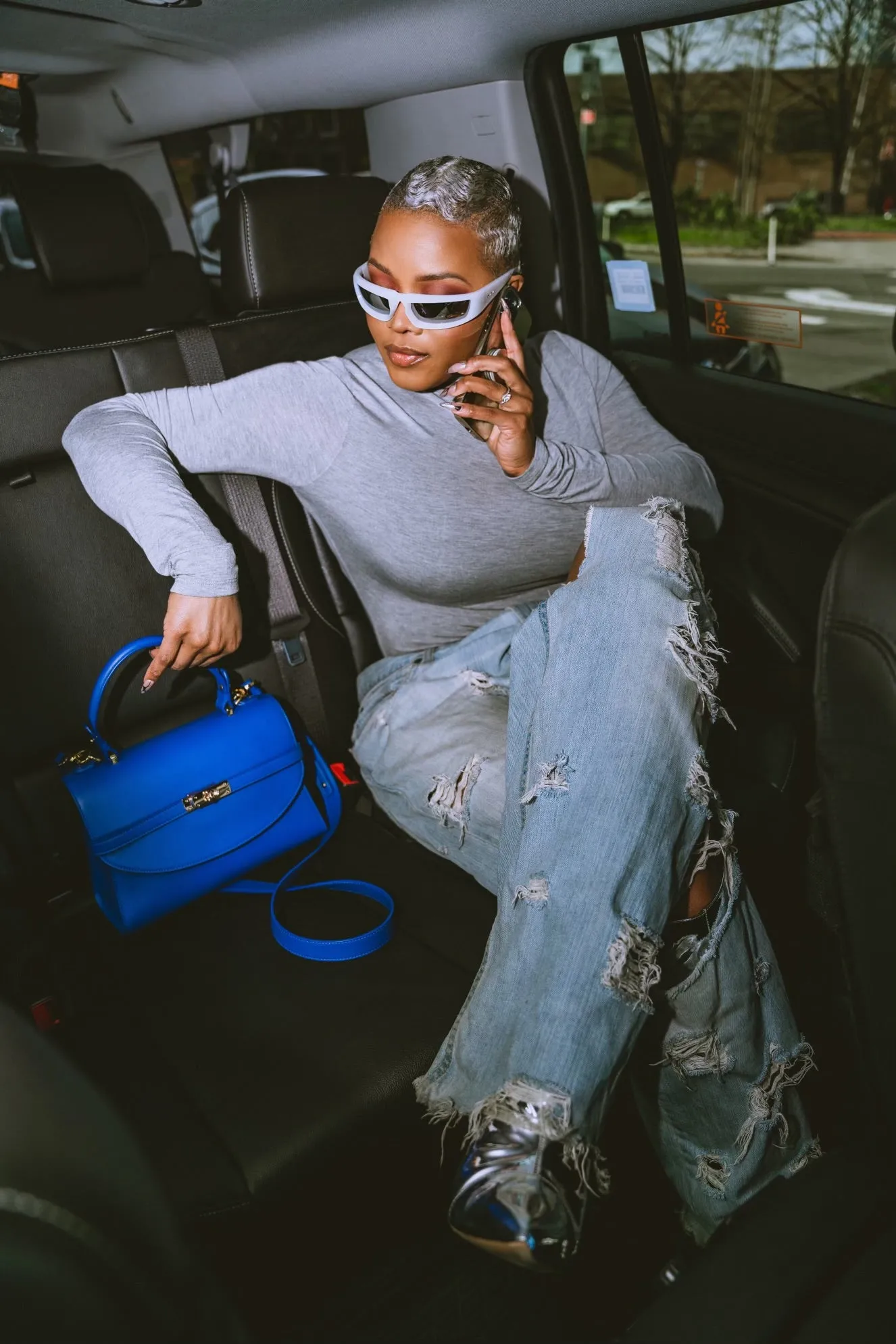 SSW - Classic New Yorker Bag in TriBeCa Blue - Gold Hardware sold by Silver & Riley product image thumbnail 2