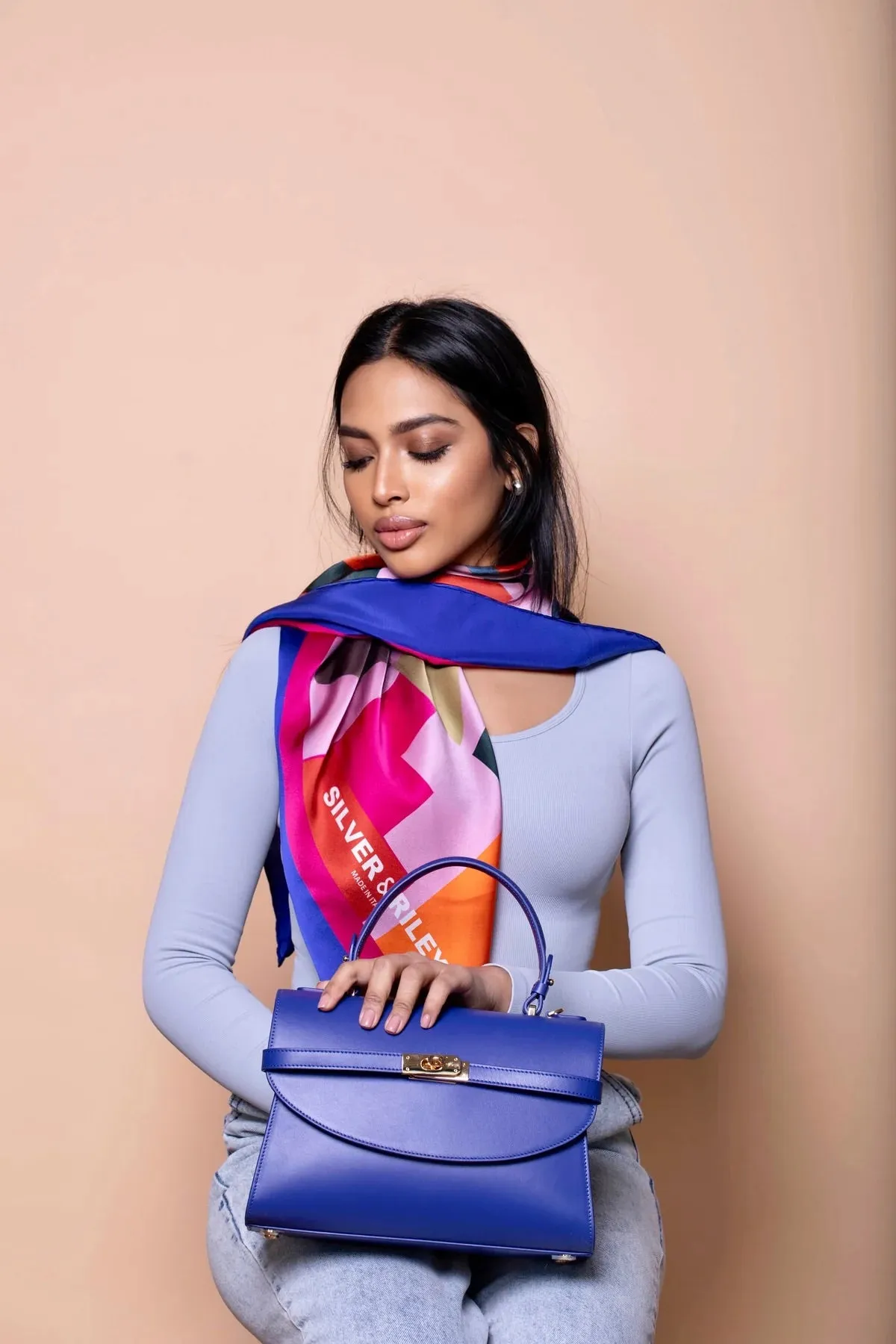 SSW - Classic New Yorker Bag in TriBeCa Blue - Gold Hardware sold by Silver & Riley product image thumbnail 3