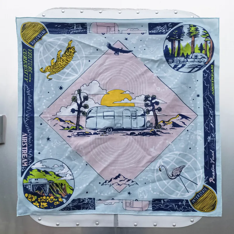 "Venture With Curiosity" - Airstream x BANDITS (Sky Blue) sold by Bandits Bandanas