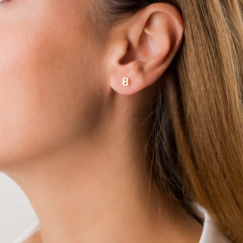 Gold Initial Earrings - Mothers Days Gift - Letter Earrings -  Gifts For Mom - 14K Solid Gold - Minimalist sold by Belkymood