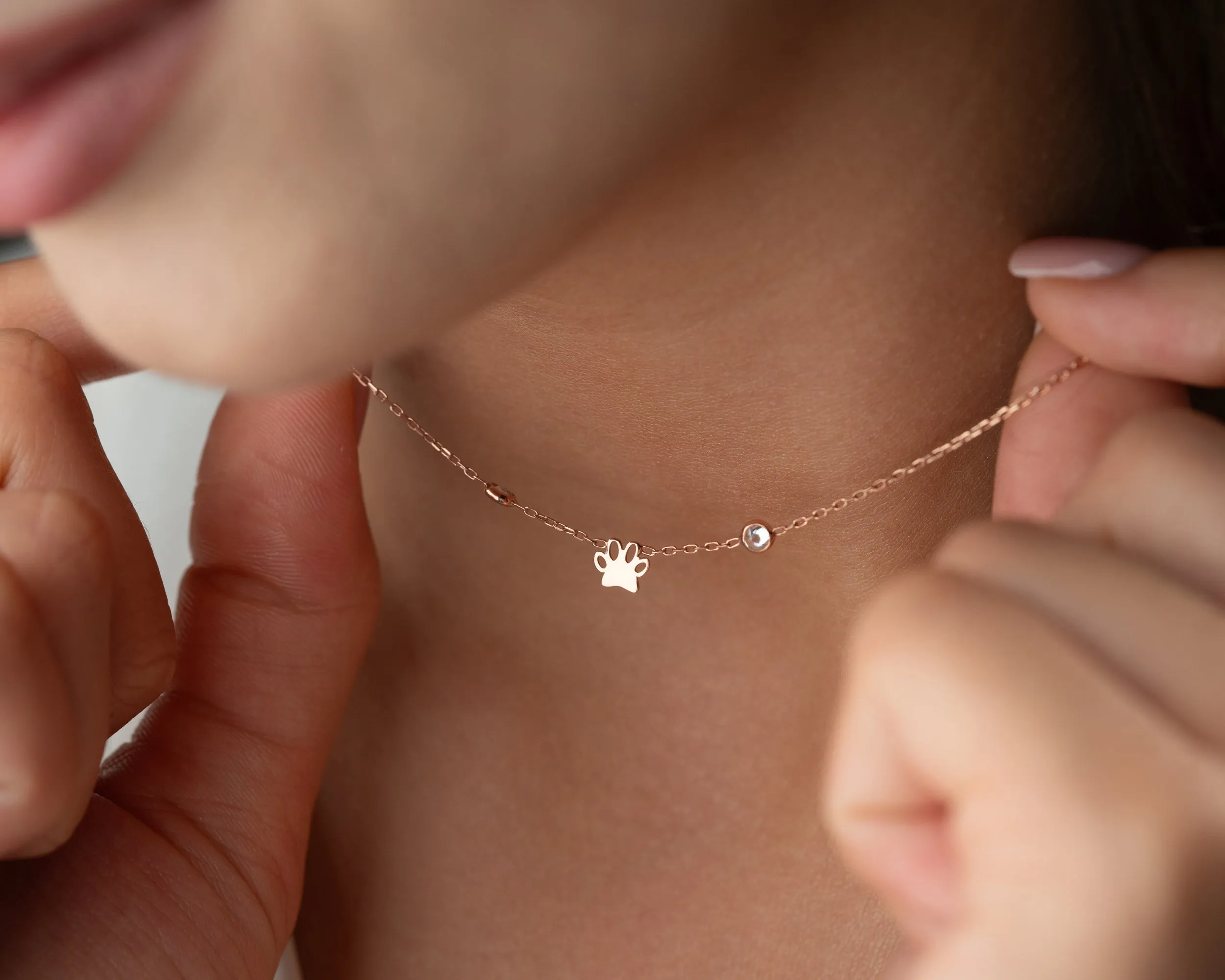 Paw Print Necklace with Birthstone sold by Belkymood product image thumbnail 3