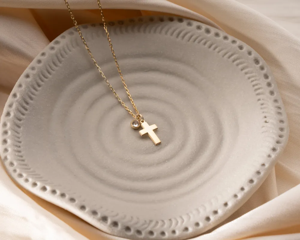 Personalized Cross Necklace with Birthstone sold by Belkymood