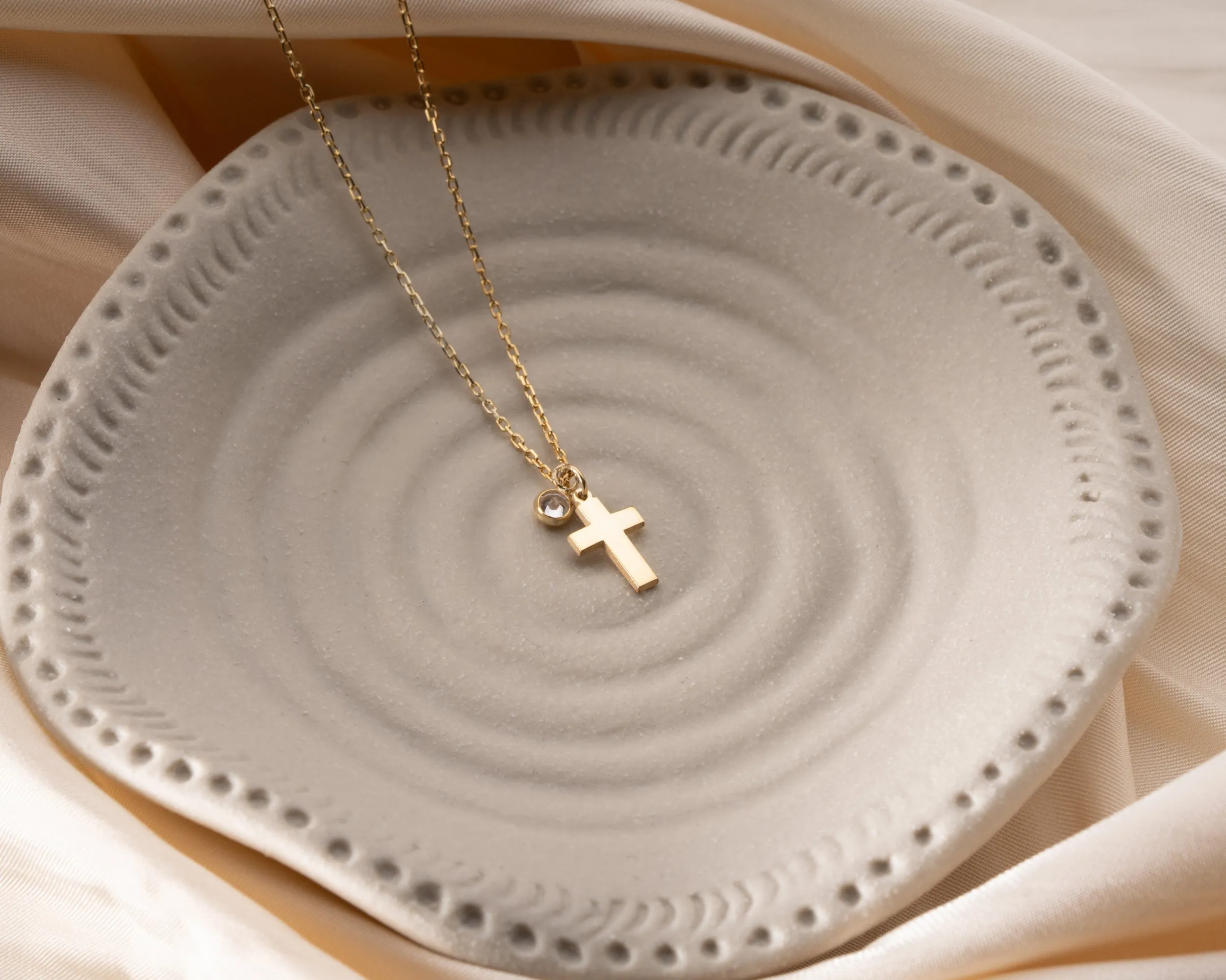 Personalized Cross Necklace with Birthstone sold by Belkymood