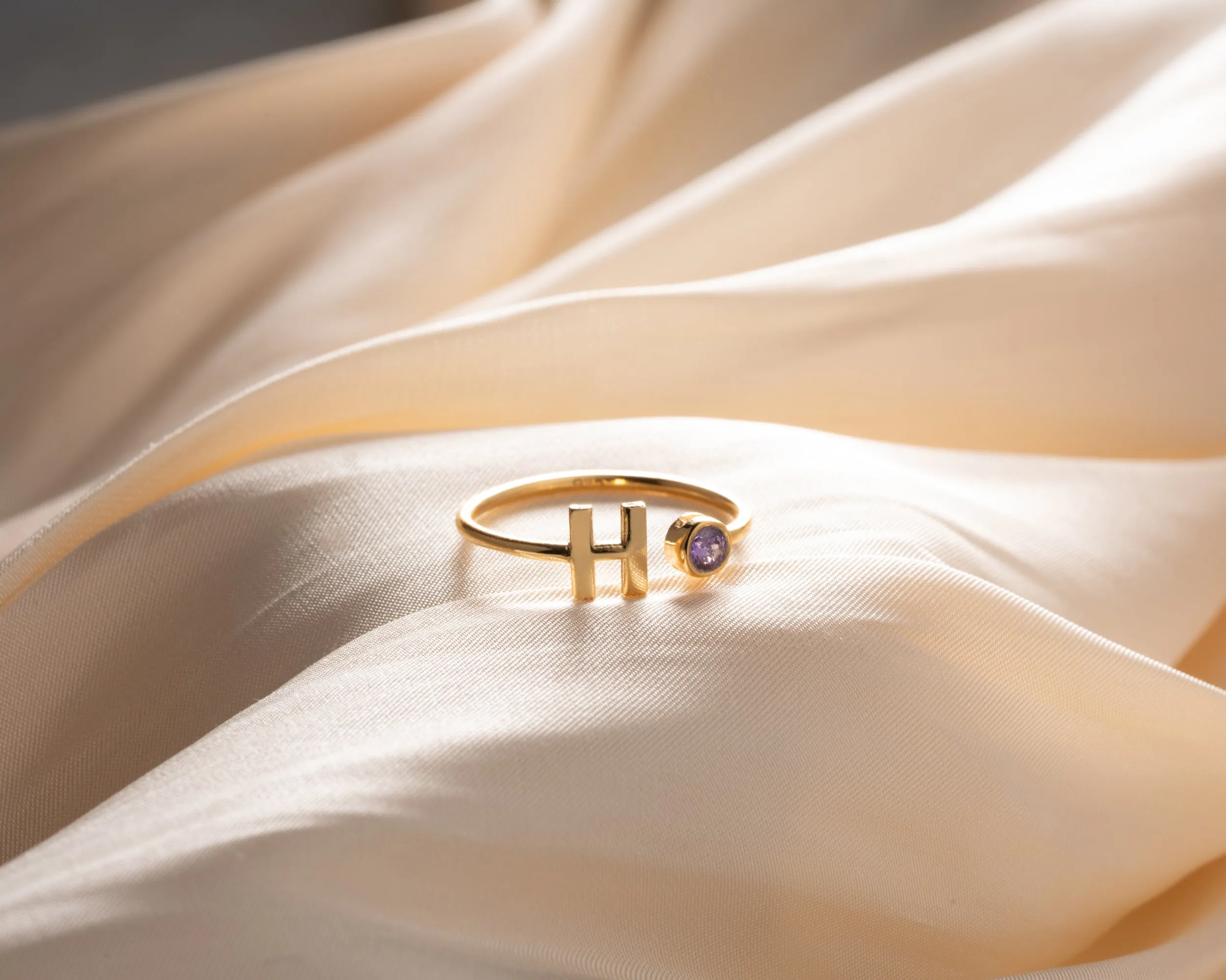 Initial Ring with Birthstone sold by Belkymood product image thumbnail 2