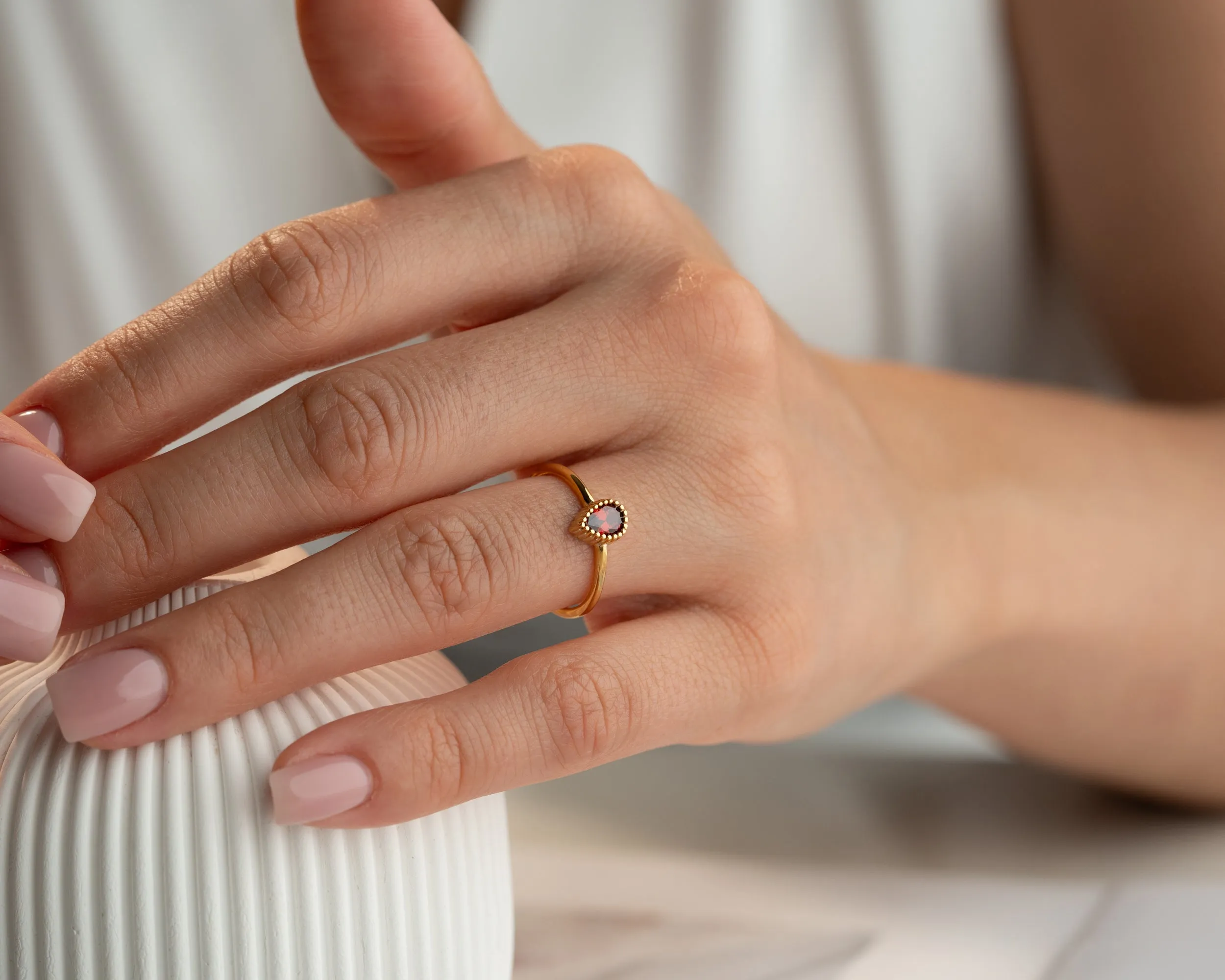 Drop Shape Birthstone Ring sold by Belkymood product image thumbnail 4