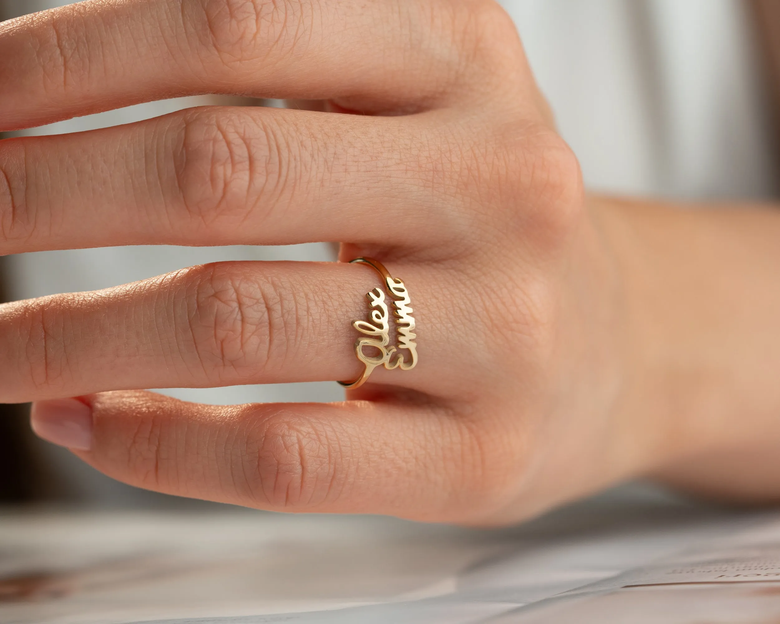 Custom Double Name Ring sold by Belkymood product image thumbnail 2