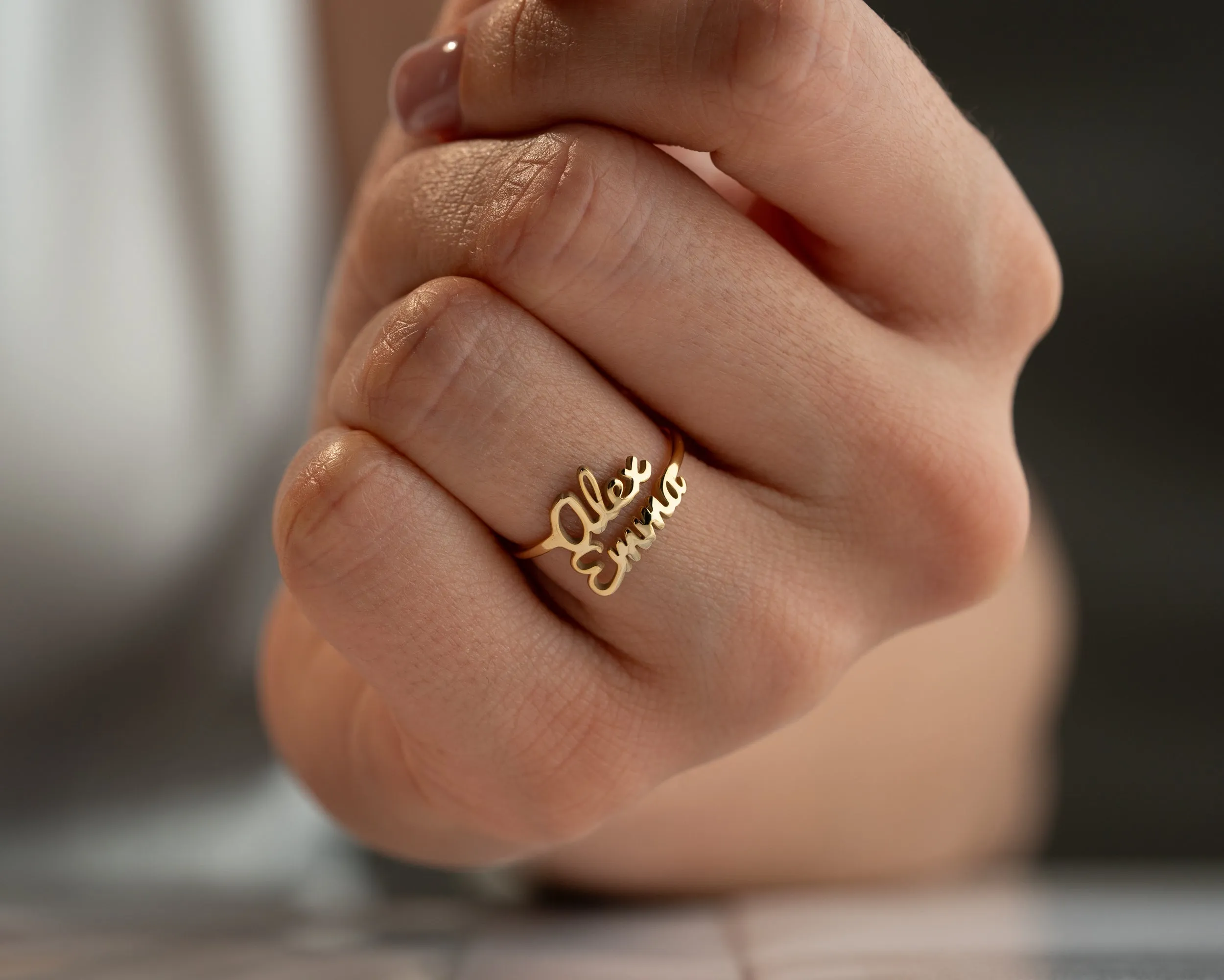 Custom Double Name Ring sold by Belkymood