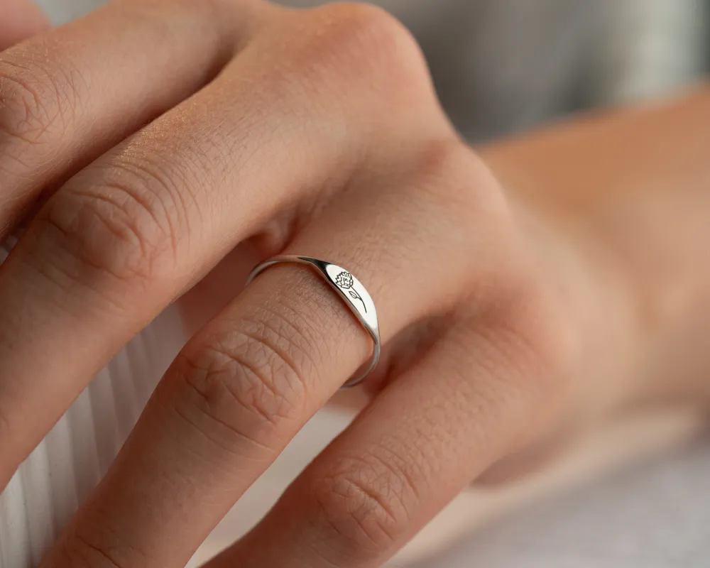 Dainty Birthflower Ring sold by Belkymood