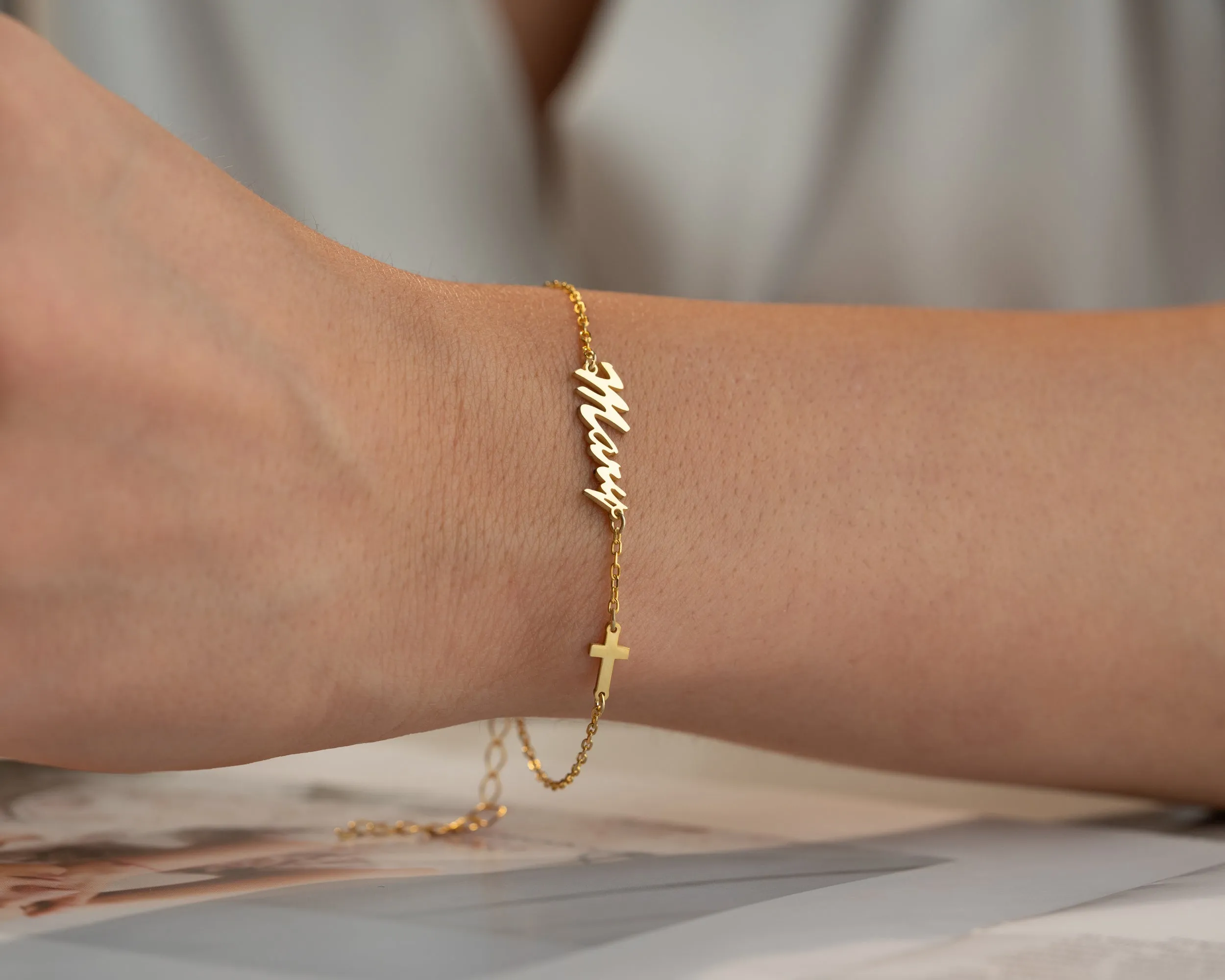 Name Bracelet with Cross sold by Belkymood product image thumbnail 2