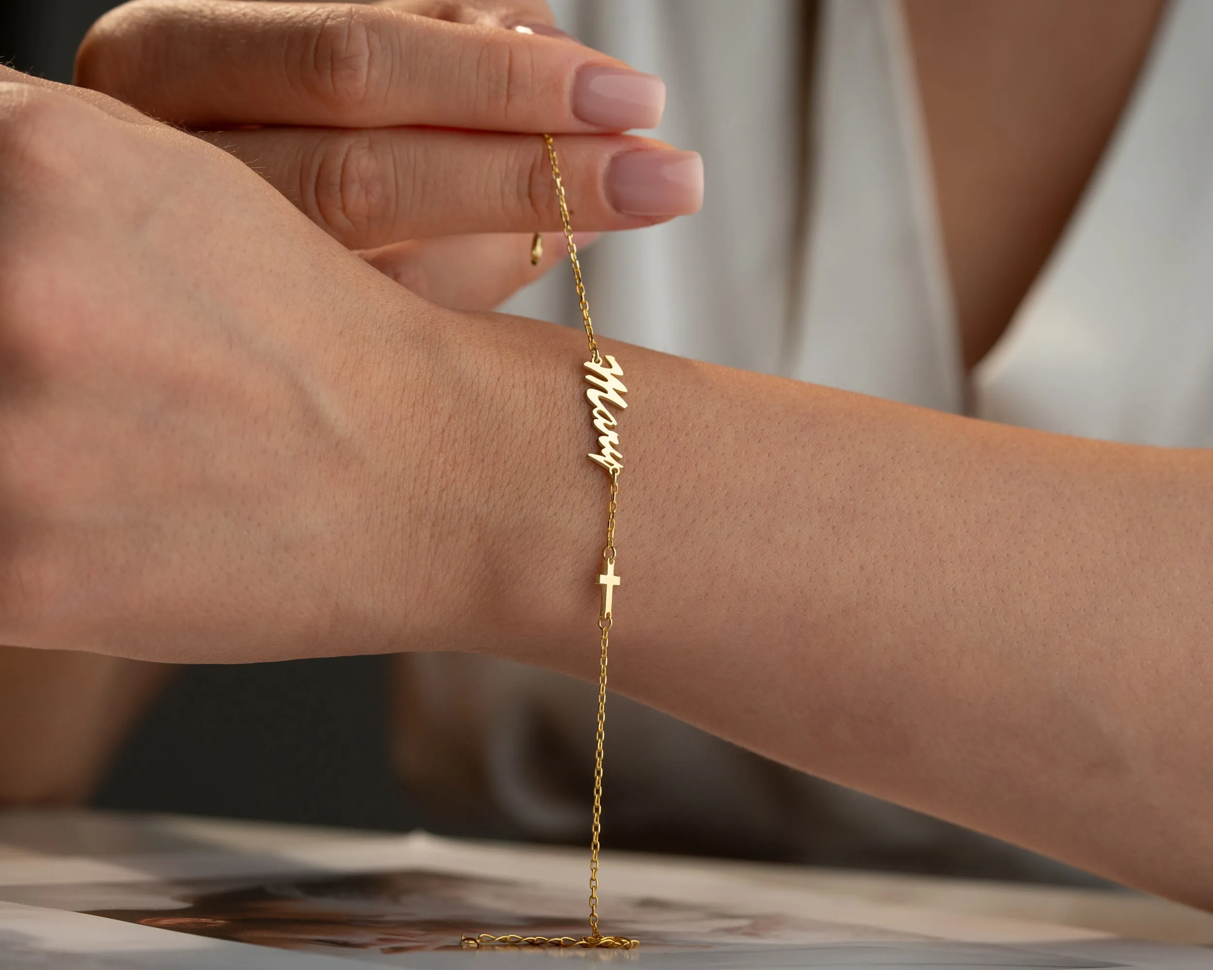 Name Bracelet with Cross sold by Belkymood product image thumbnail 4