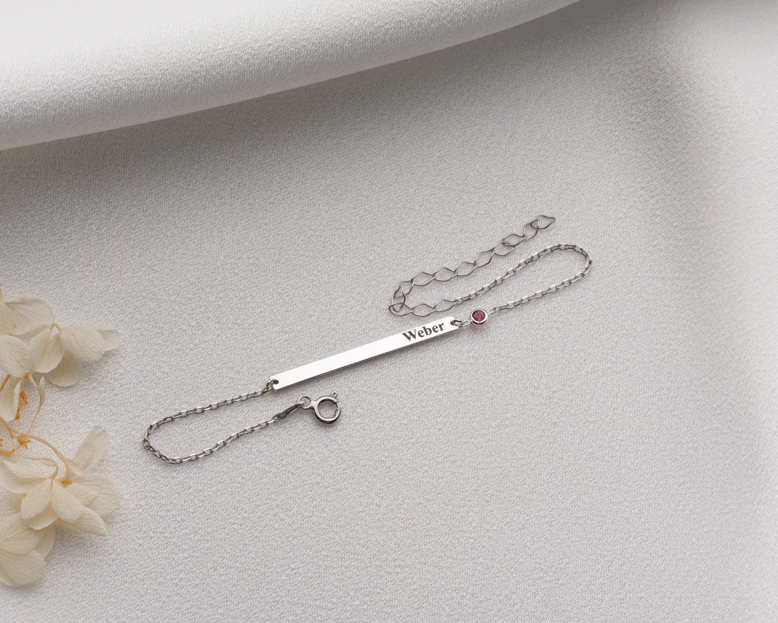 Custom Name Bar Bracelet With Birthstone sold by Belkymood product image thumbnail 2