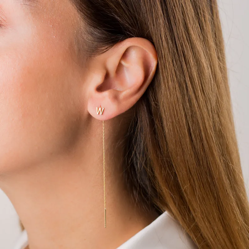 Letter Threader Earrings | Gift For Her | Gift For Mom sold by Belkymood