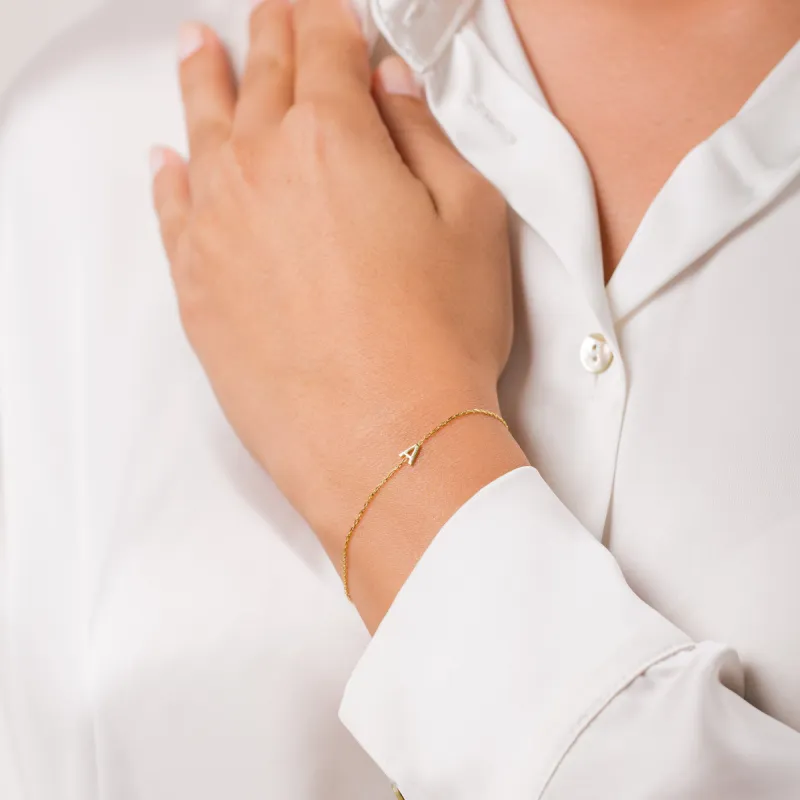 14K Gold Letter Bracelet - Moms Gift - Personalized Name Letters - Bridesmaid Gifts - Solid Gold - Birthday Gift - Wife Gifts - Gifts For Mom (Copy) sold by Belkymood