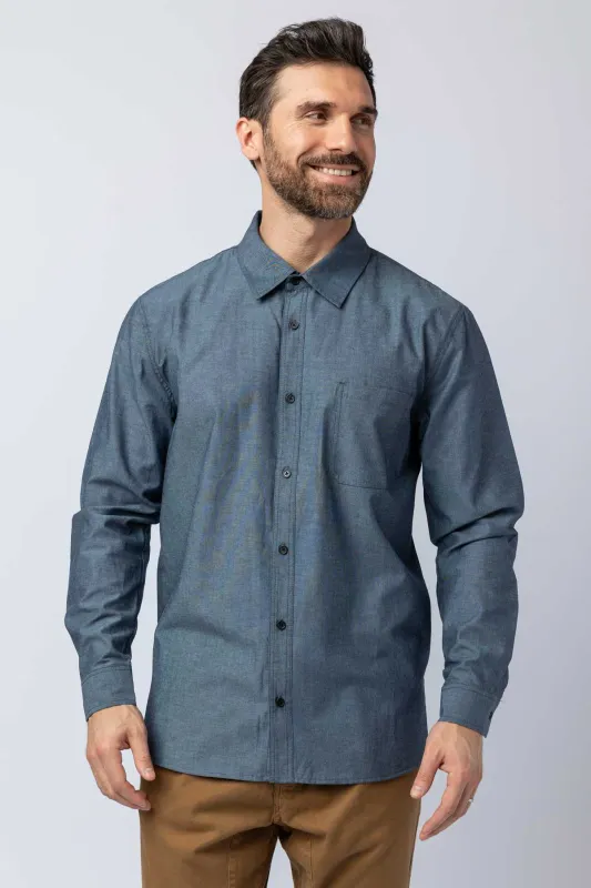 Stanton Long Sleeve Server Shirt-Chambray-Unisex sold by BlueCut Aprons