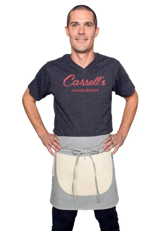 Chelsea Half Apron - Railroad Stripe sold by BlueCut Aprons