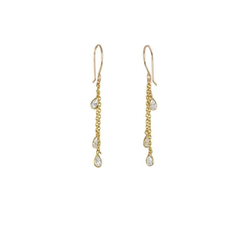 Mini Bezel Chain Earrings sold by Catherine Weitzman Jewelry