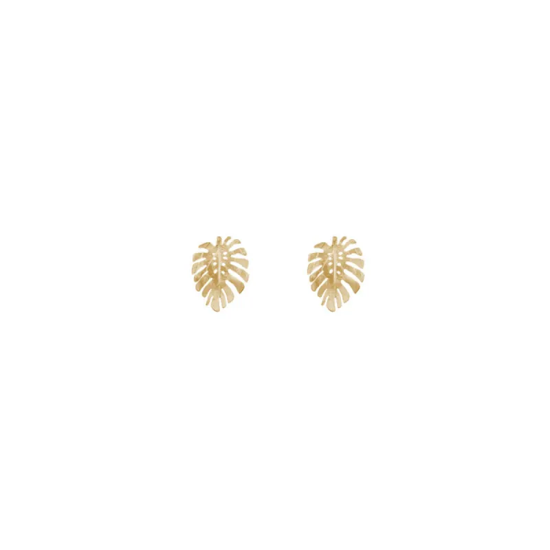 mini monstera studs sold by Catherine Weitzman Jewelry