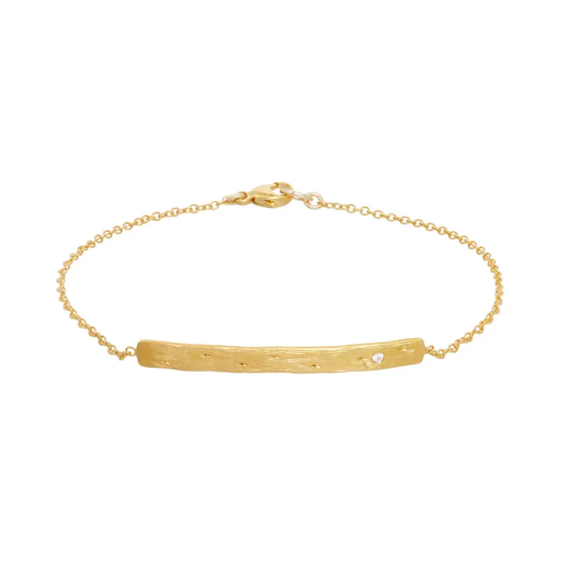 Wide Koa Bark with Set Stone Chain Bracelet sold by Catherine Weitzman Jewelry