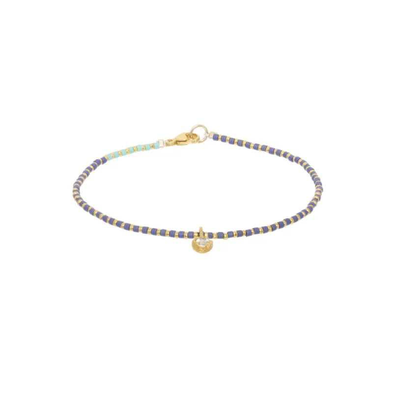 Striped Bracelet with Mini Solitaire Charm sold by Catherine Weitzman Jewelry