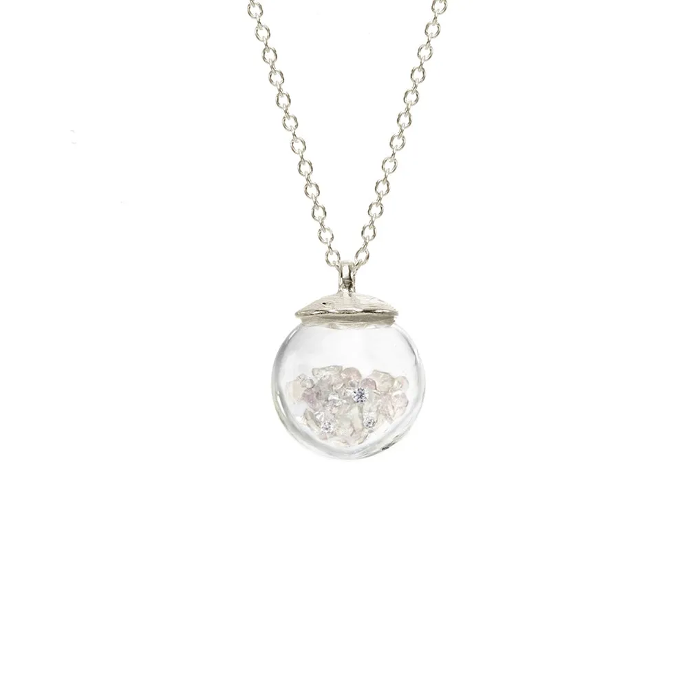 Birthstone Globe Necklace - April sold by Catherine Weitzman Jewelry product image thumbnail 3