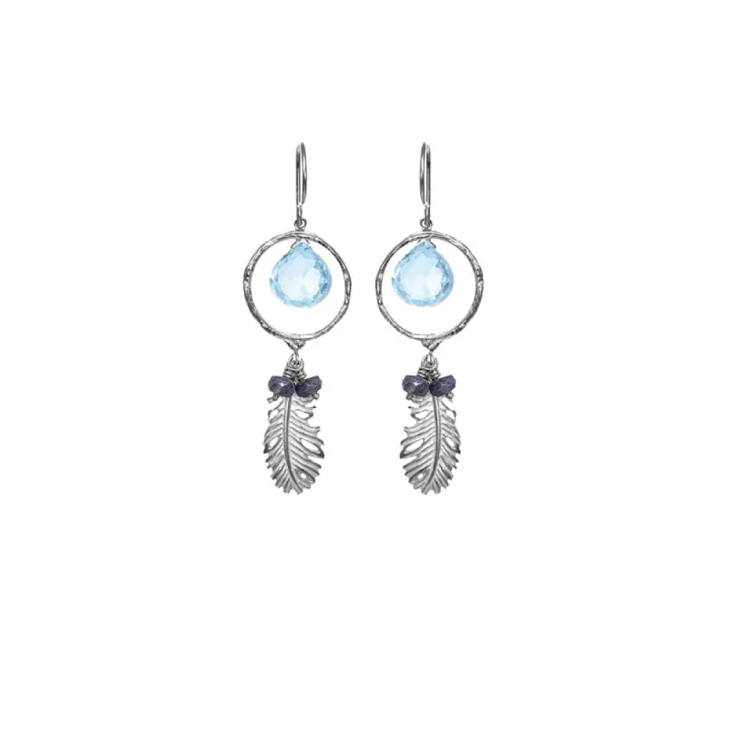 Feather Charm with Stone Earrings sold by Catherine Weitzman Jewelry