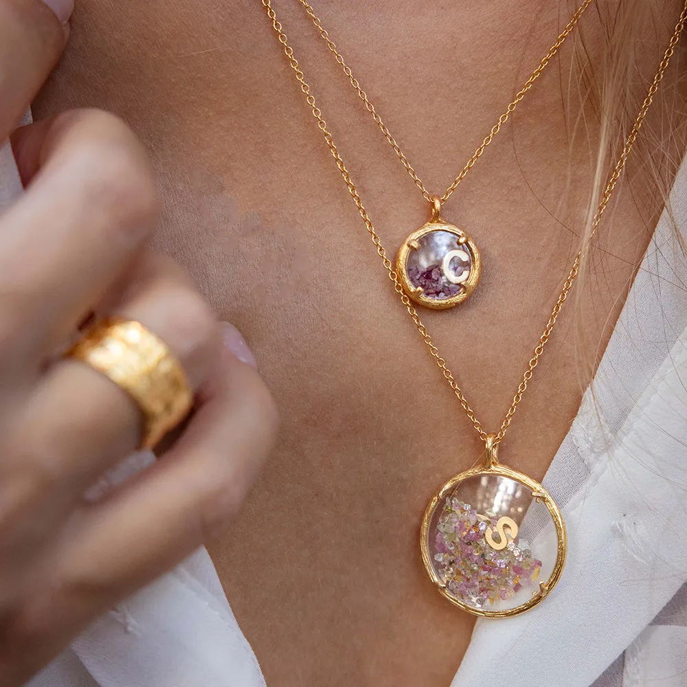 Custom Large Birthstone Shaker Necklace with Letters sold by Catherine Weitzman Jewelry product image thumbnail 2