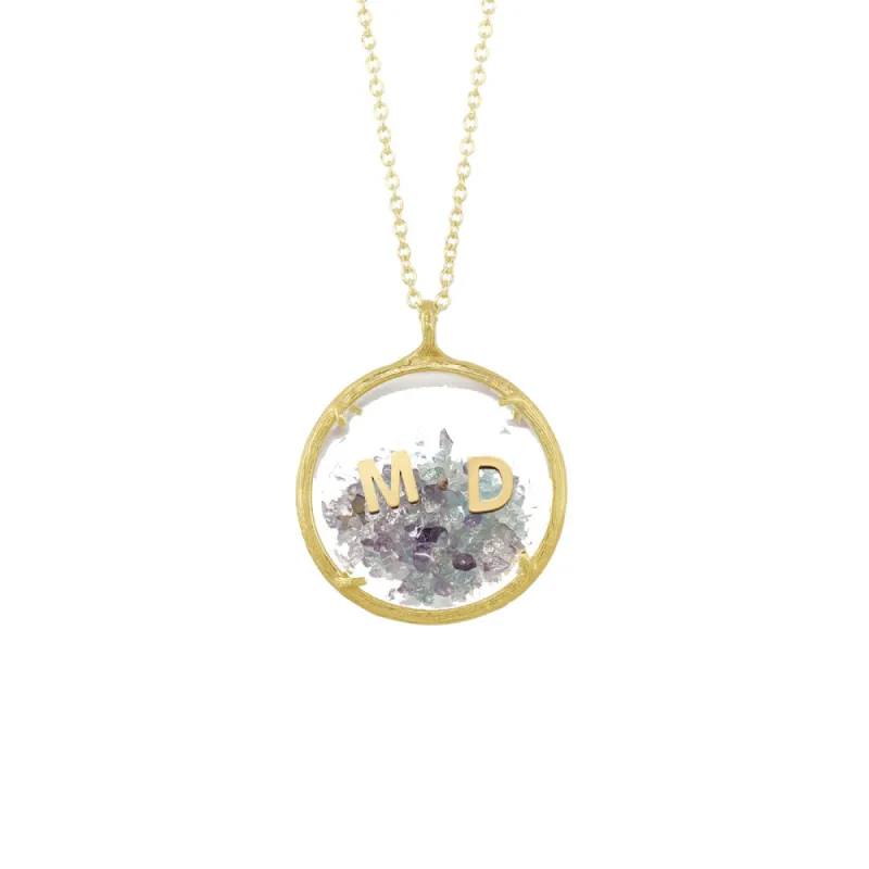 Custom Large Birthstone Shaker Necklace with Letters sold by Catherine Weitzman Jewelry