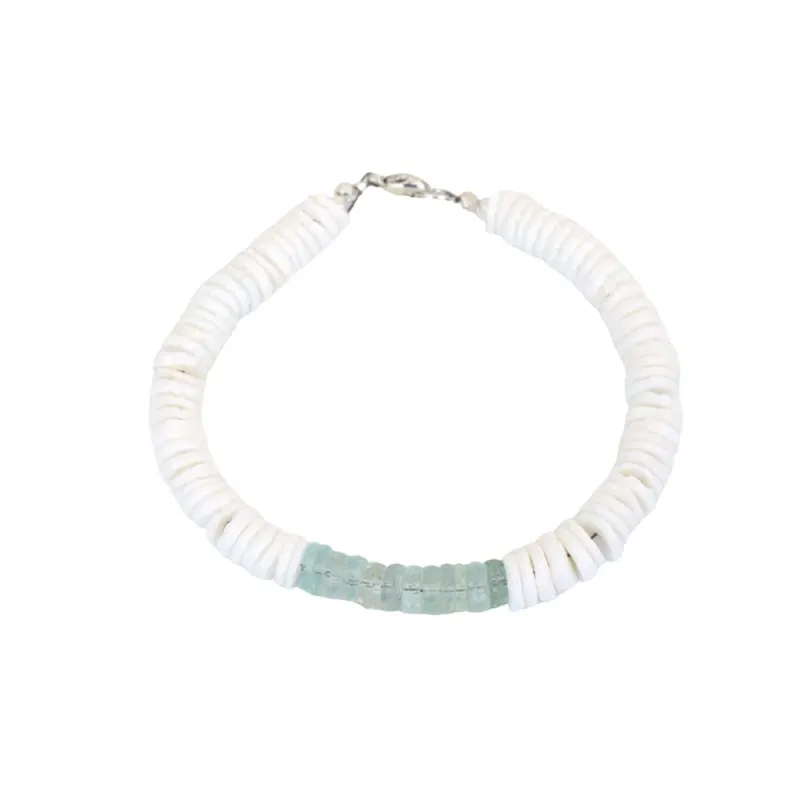 Puka Shell Bracelet with Gemstones sold by Catherine Weitzman Jewelry