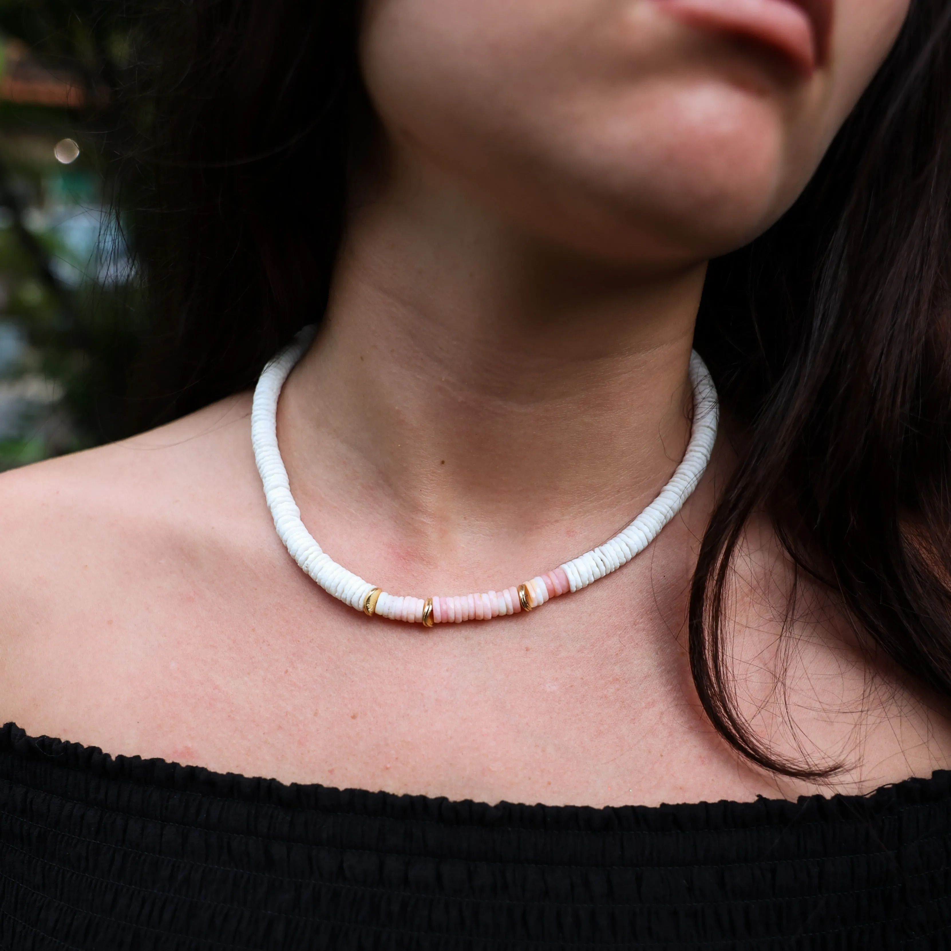 Puka Necklace with Gemstones and Gold Accent sold by Catherine Weitzman Jewelry product image thumbnail 4