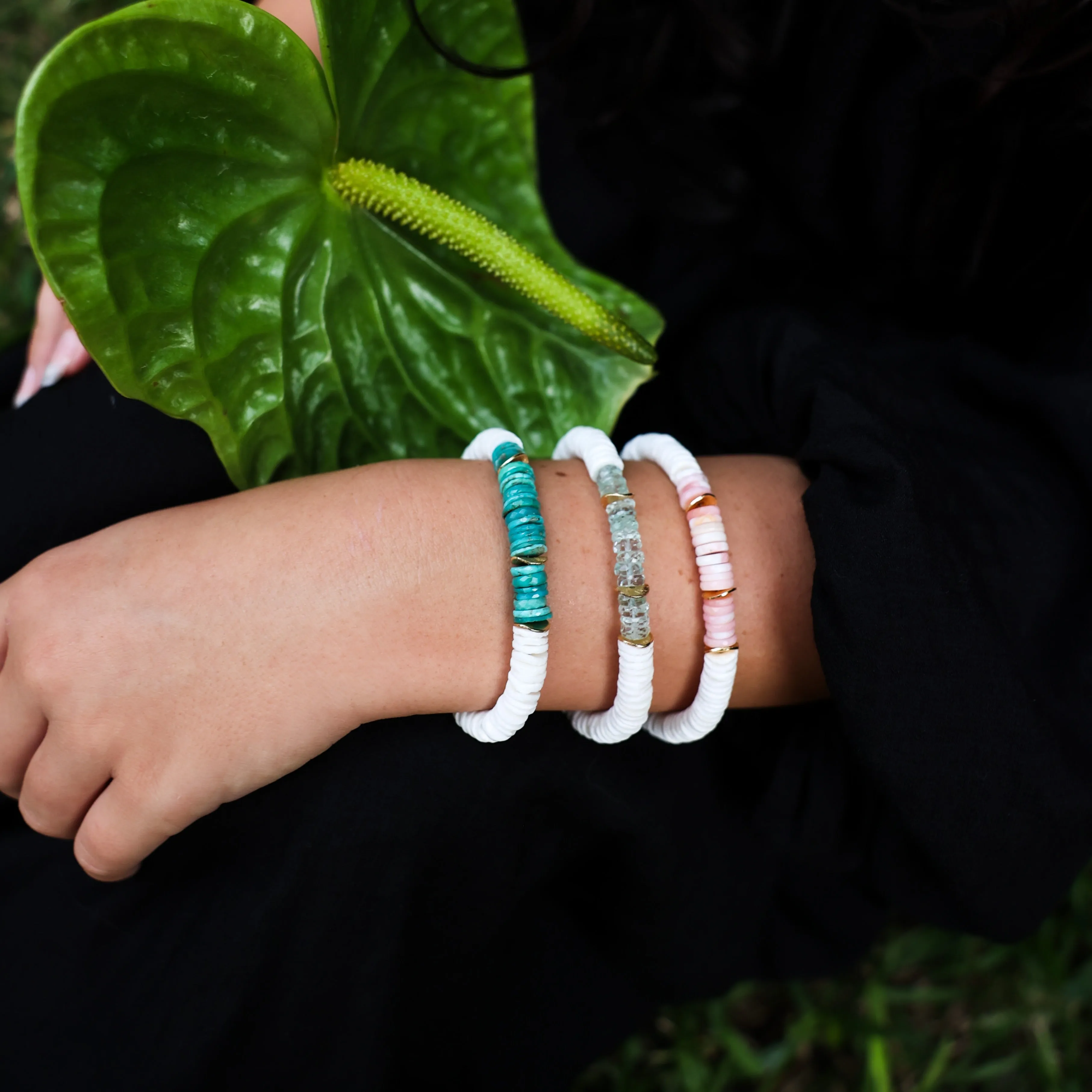 Puka Bracelet with Gemstones and Gold Accent sold by Catherine Weitzman Jewelry product image thumbnail 4