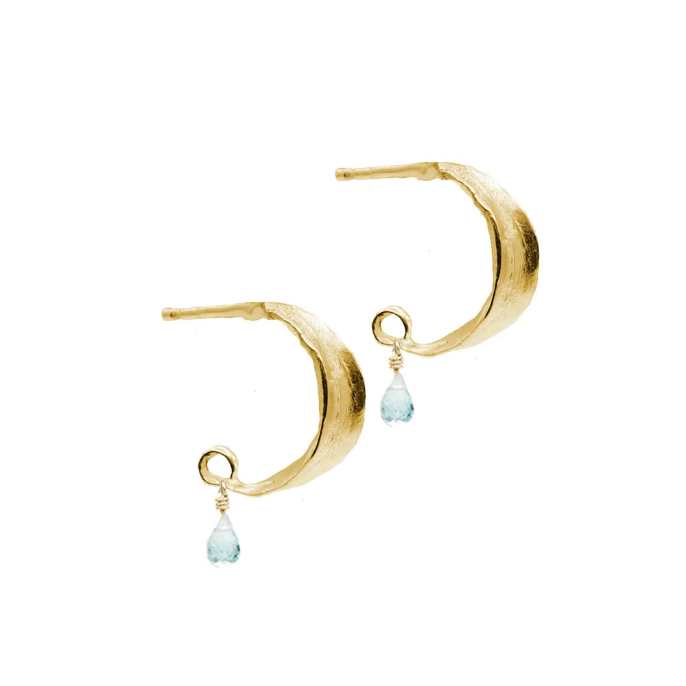 Mini Olive Hoops with Stone sold by Catherine Weitzman Jewelry