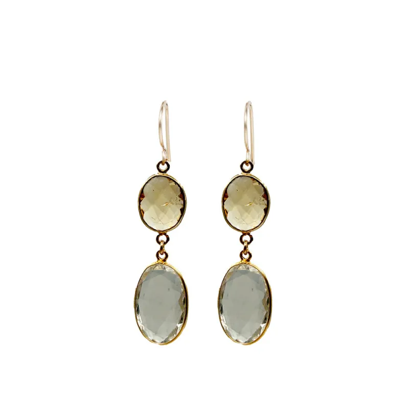 Gold Double Bezel Earrings | Handmade in Hawaii made by Catherine Weitzman Jewelry