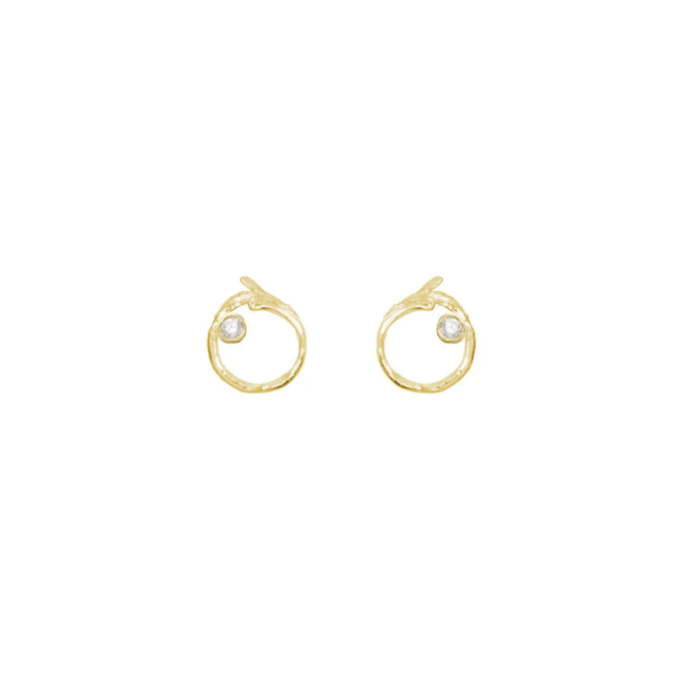 Branch Circle Seed Pod Solitaire Studs sold by Catherine Weitzman Jewelry