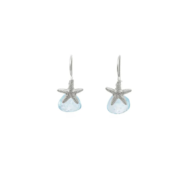 Starfish Earrings with Teardrop Gemstones sold by Catherine Weitzman Jewelry