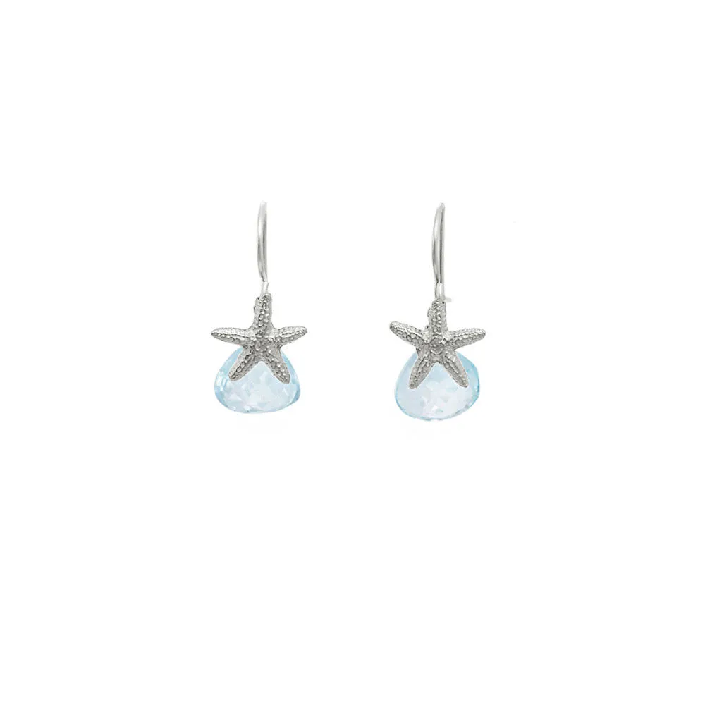 Starfish Earrings with Teardrop Gemstones sold by Catherine Weitzman Jewelry